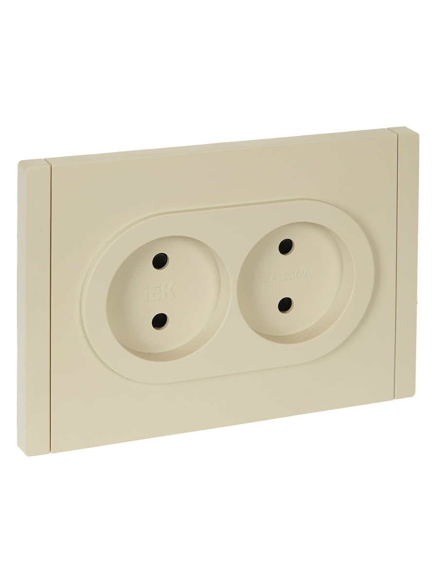 FORTEPIANO Розетка 2-местная без заземления с защитными шторками безвинтовое крепление 10А FP425 ваниль IEK