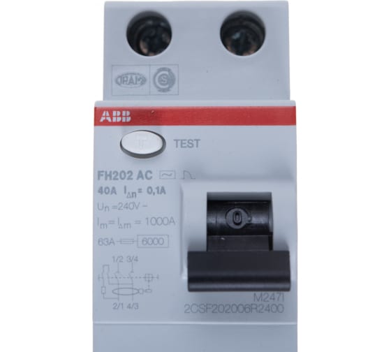 Выключатель дифференциального тока ABB FH202 2P 40A/0,1A