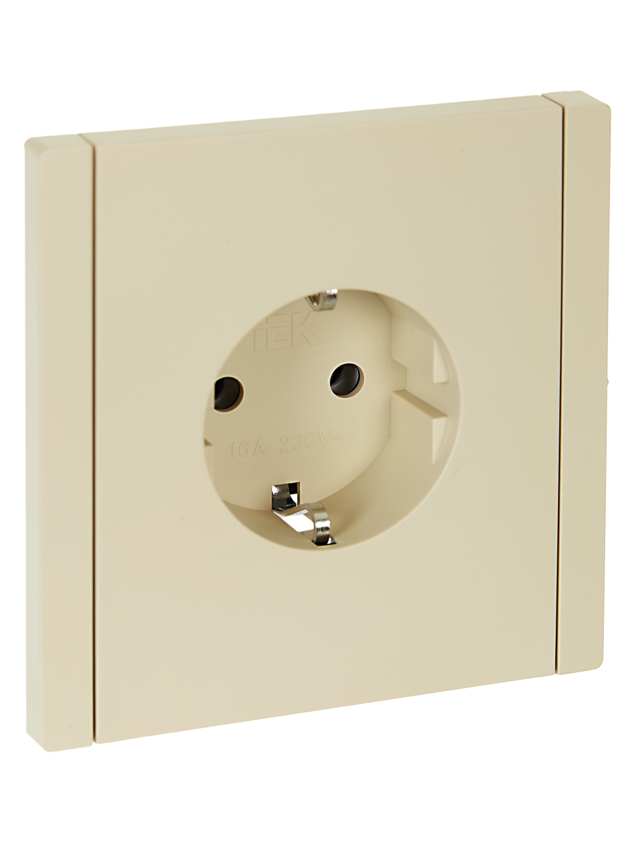 FORTEPIANO Розетка 1-местная с заземлением без защитных шторок безвинтовое крепление 16А FP414 ваниль IEK