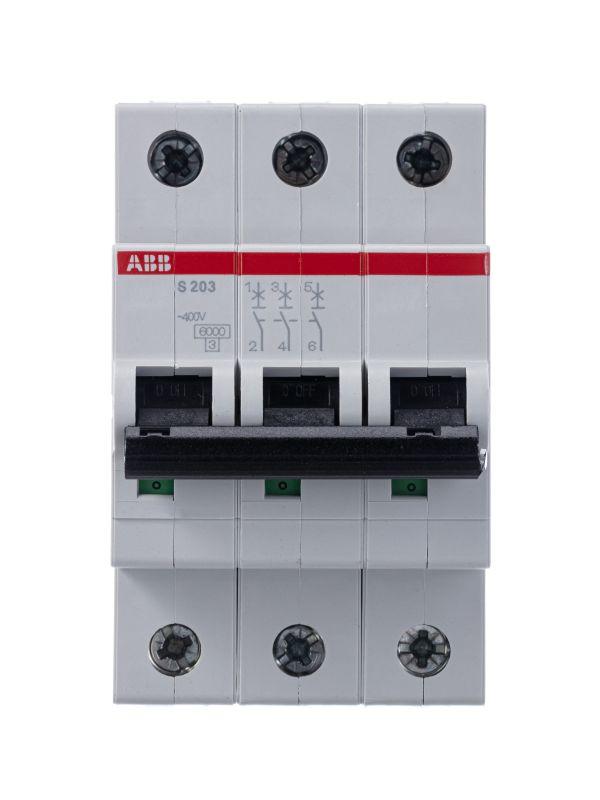 Автоматический выключатель ABB   3п C 6А 6кА S203 C6  2CDS253001R0064