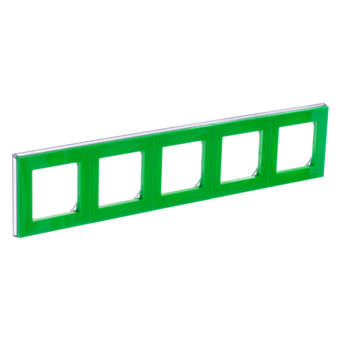 Рамка 5 постов ABB LEVIT, зеленый // дымчатый черный, 2CHH015050A6067