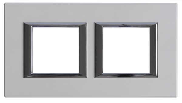 Рамка 2 поста BTicino AXOLUTE, горизонтальная, жемчужное серебро, HA4802M2HSAN