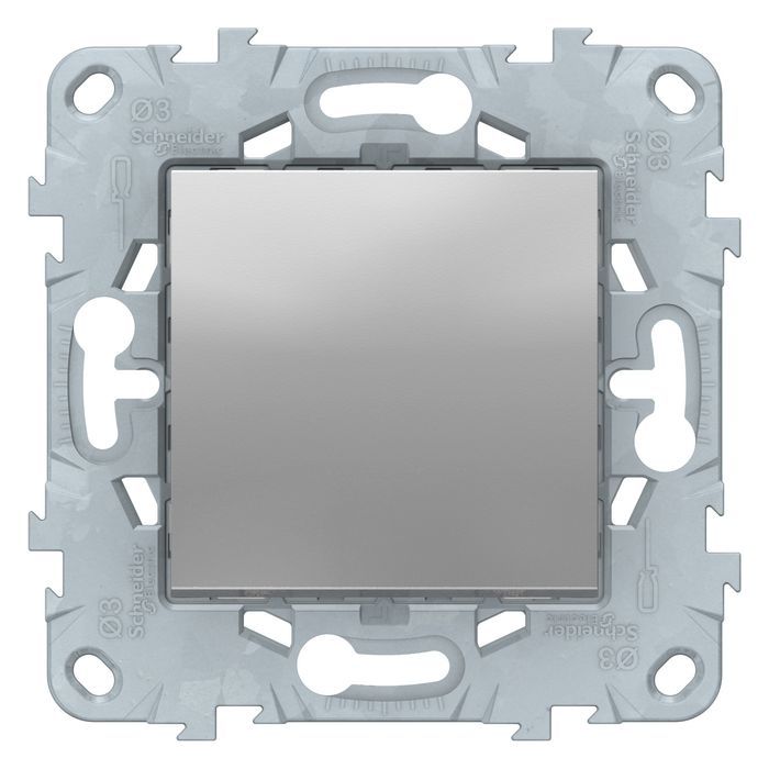 Выключатель одноклавишный кнопочный Schneider Electric UNICA NEW, алюминий, NU520630