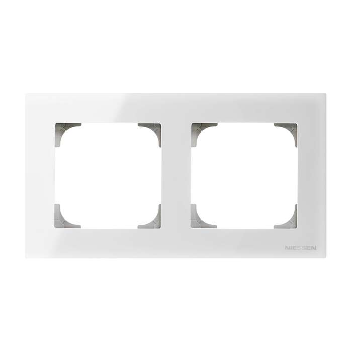 Рамка 2 поста ABB SKY, белое стекло, 2CLA857200A3001