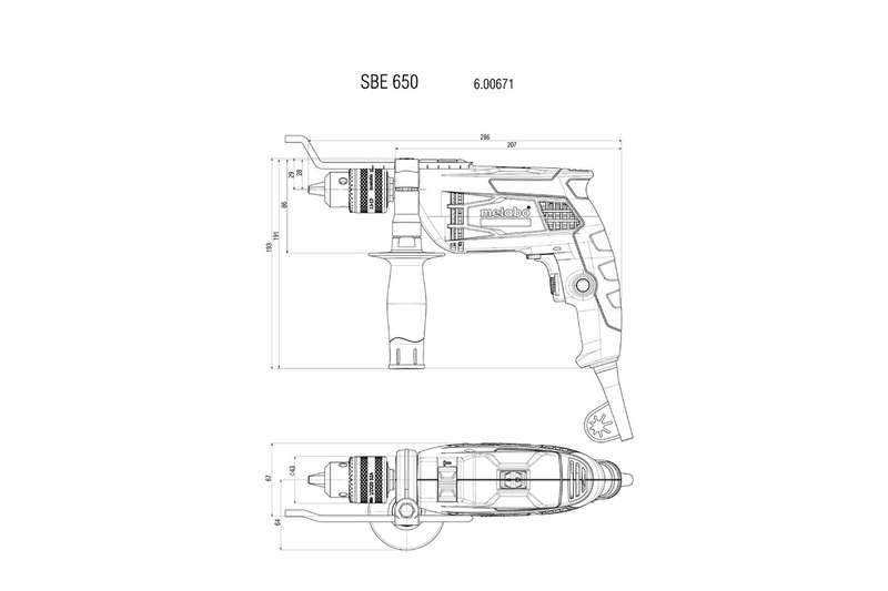 Дрель ударная SBE 650 650Вт БЗП картон Metabo 600742850