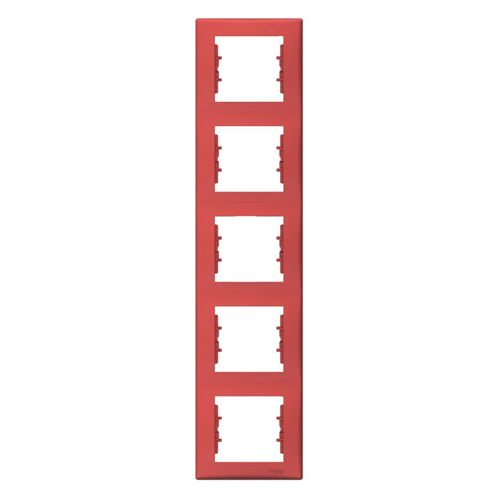 Рамка 5 постов Schneider Electric SEDNA, вертикальная, красный, SDN5801541
