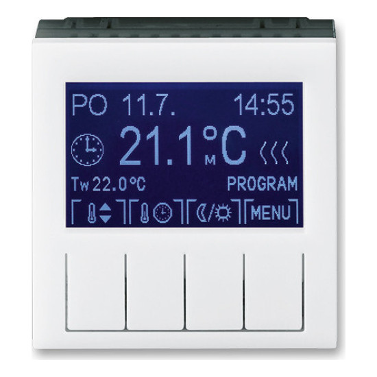 Терморегулятор универсальный программируемый ABB LEVIT, с дисплеем, белый // дымчатый черный, 2CHH911031A4062