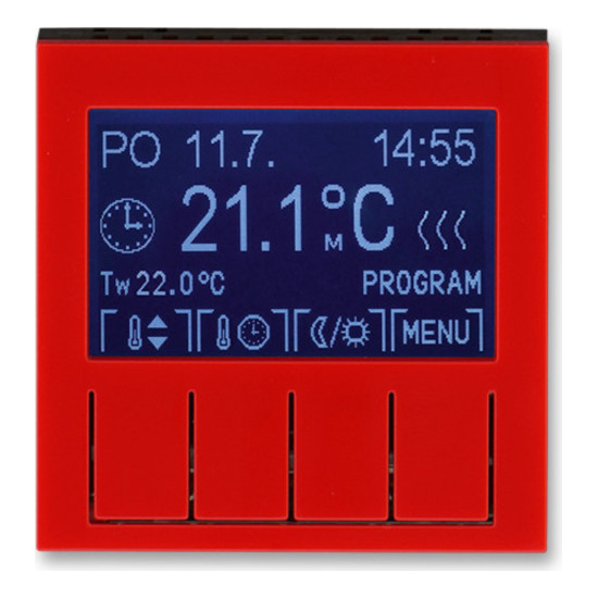 Терморегулятор универсальный программируемый ABB LEVIT, с дисплеем, красный // дымчатый черный, 2CHH911031A4065