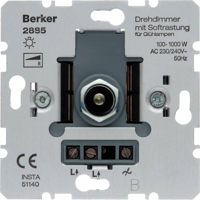 Механизм поворотного светорегулятора-переключателя Berker, 1000 Вт, 2885