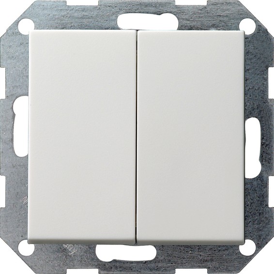 Выключатель двухклавишный Gira SYSTEM 55, белый глянцевый, 012503
