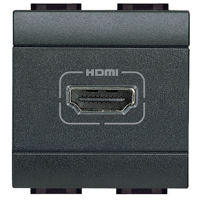 Розетка HDMI BTicino LIVING LIGHT, скрытый монтаж, антрацит, L4284