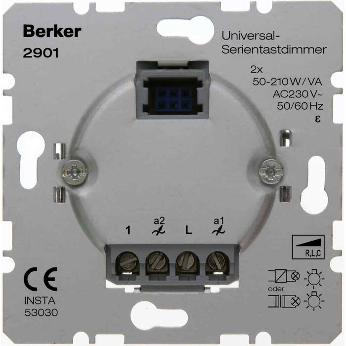 Механизм клавишного светорегулятора-переключателя Berker, 260 Вт, 2901
