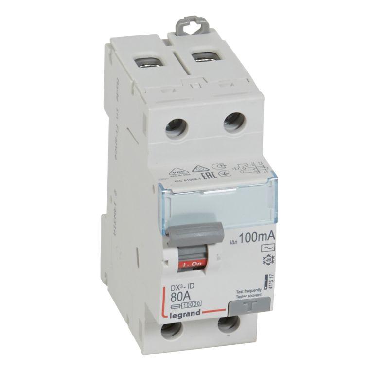 Выключатель дифференциального тока (УЗО) 2п 80А 100мА тип AC DX3 Leg 411517