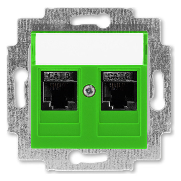 Розетка компьютерная 2xRJ45 ABB LEVIT, , зеленый, 2CHH296118A6067