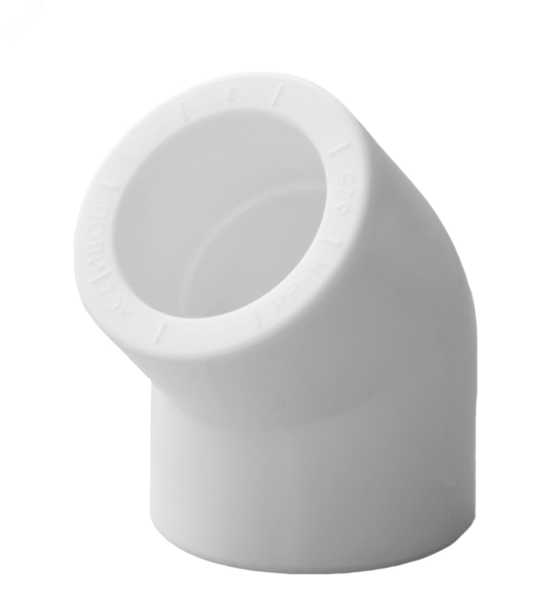 Угольник 32 мм 45 град., полипропиленовый, белый