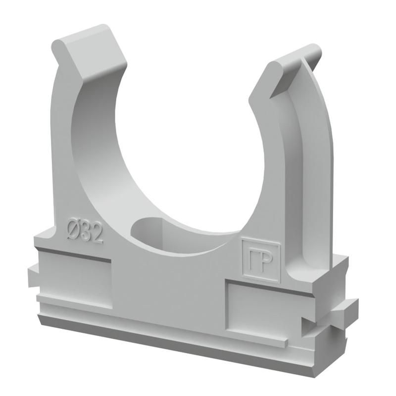 Держатель для труб (клипса) d32мм безгалогенная (HF) атмосферостойкая сер. Промрукав PR13.0347