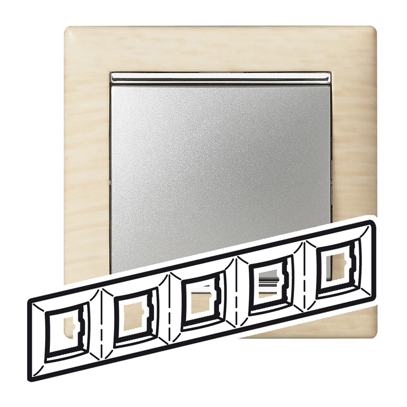 Рамка 5п гор СветДер/Сереб VLN