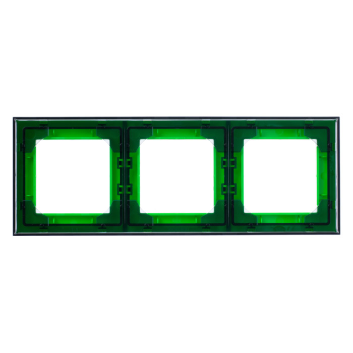 Рамка 3 поста ABB LEVIT, зеленый // дымчатый черный, 2CHH015030A6067