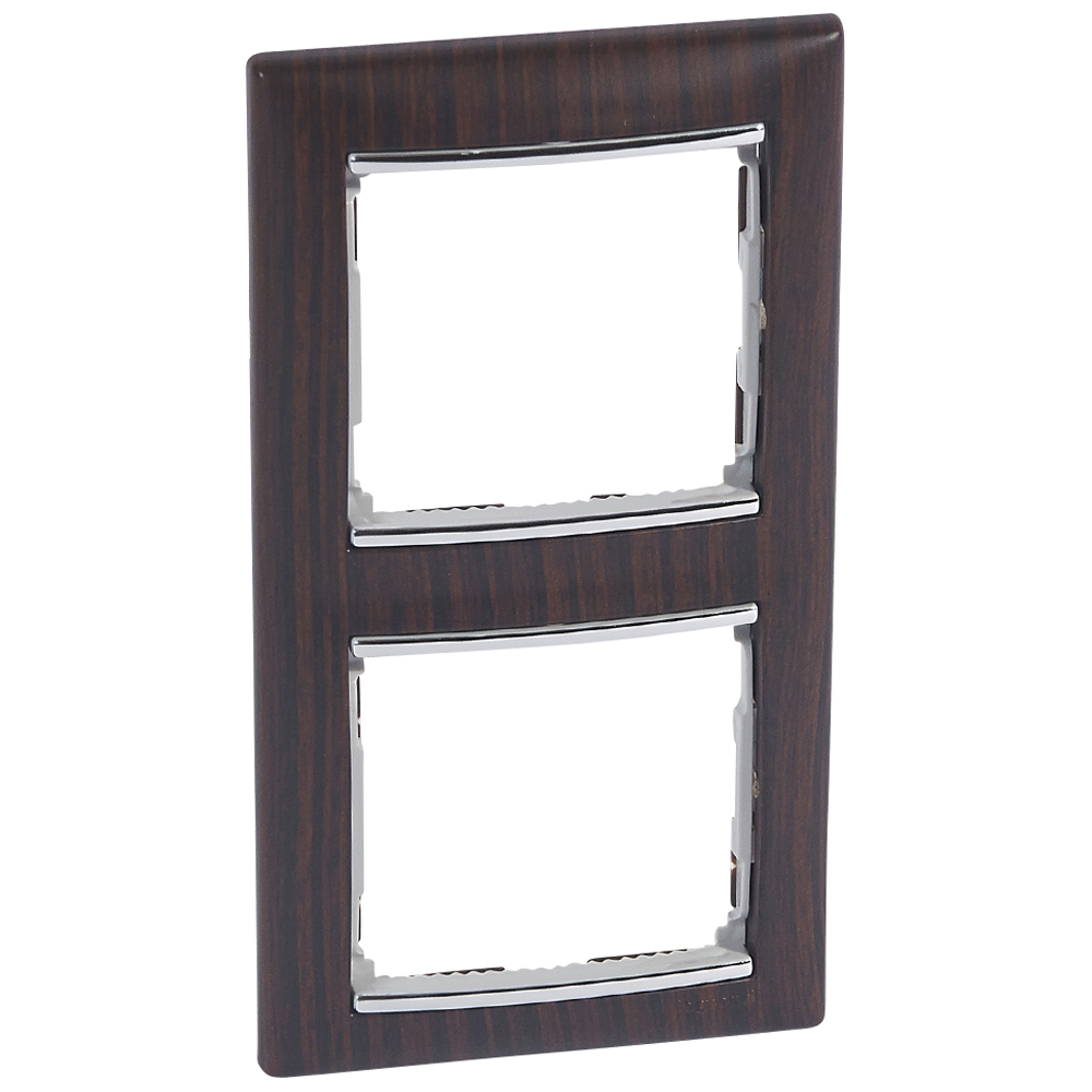 Рамка 2п вер ТемнДер/Сереб VLN