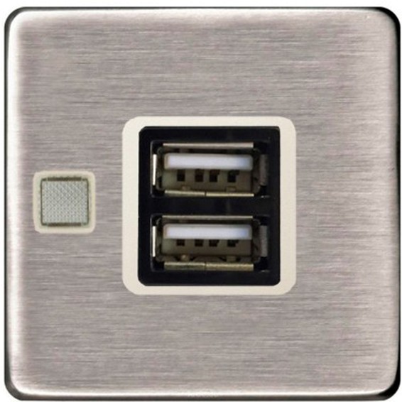 Розетка USB FEDE коллекции FEDE, скрытый монтаж, nickel satin//бежевый, FD-212USBNS-A