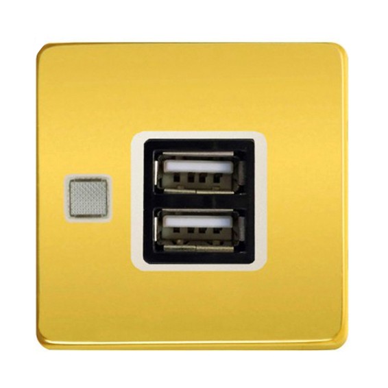Розетка USB FEDE FEDE МЕХАНИЗМЫ И НАКЛАДКИ, скрытый монтаж, real gold//бежевый, FD-212USBOR-A