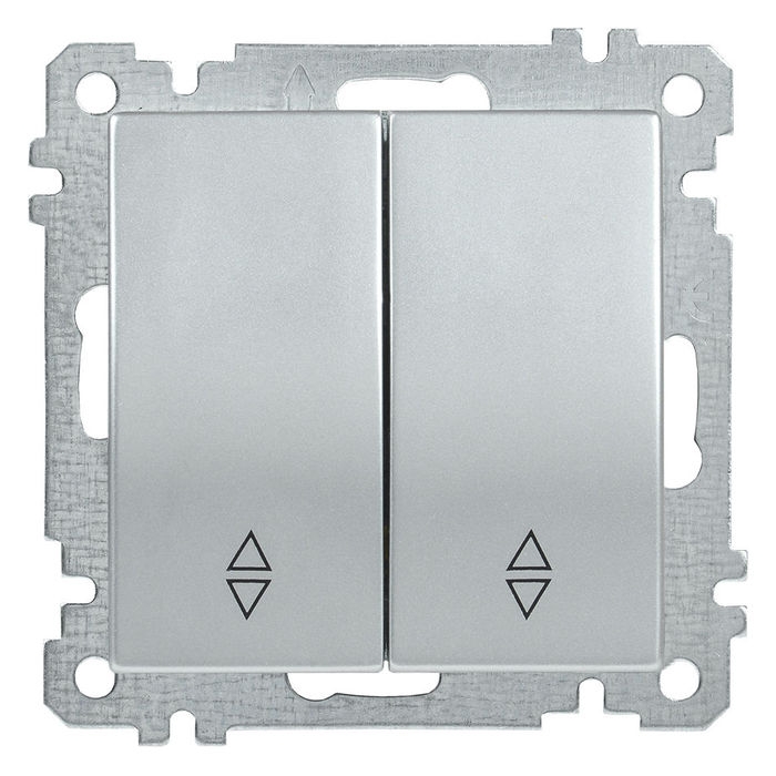 Выключатель двухклавишный IEK BOLERO, серебряный, EVB22-K23-10