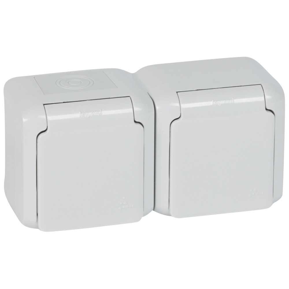 Розетка 2X2К+З шт франц.станд. IP44 СЕР