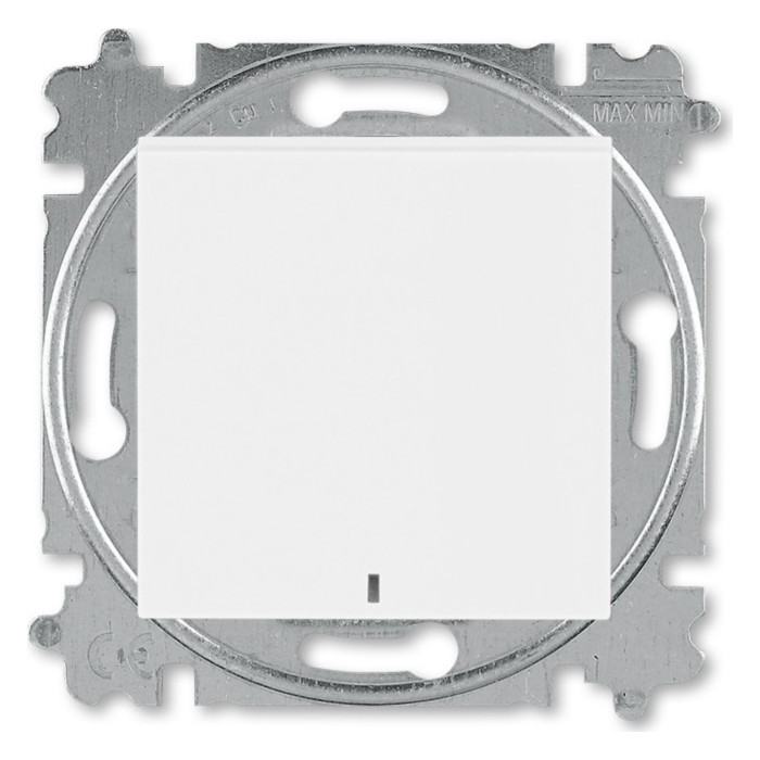 Выключатель одноклавишный кнопочный ABB LEVIT с подсветкой, белый // белый, 2CHH599147A6003