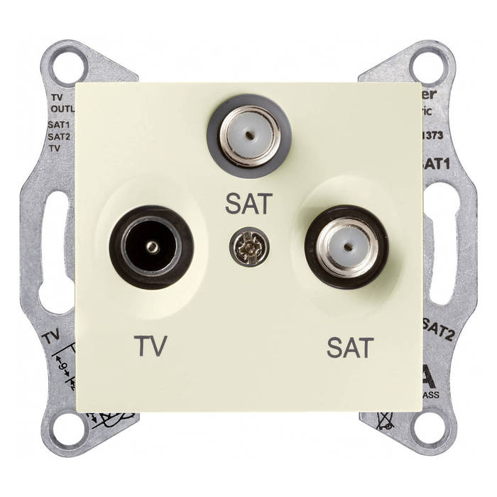 Розетка TV-SAT Schneider Electric SEDNA, скрытый монтаж, бежевый, SDN3502147