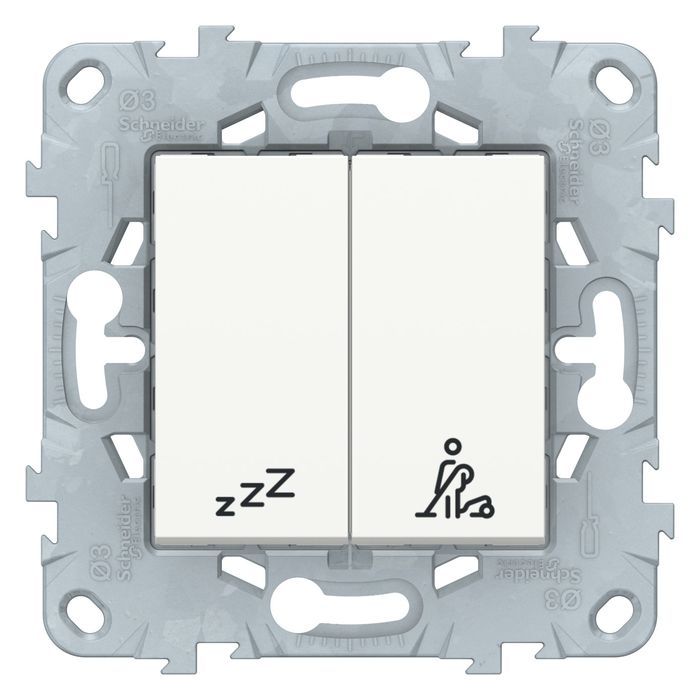 Выключатель двухклавишный кнопочный Schneider Electric UNICA NEW, белый, NU521718