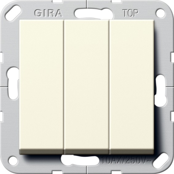 Трехклавишный выключатель Gira SYSTEM 55, кремовый глянцевый, 283201