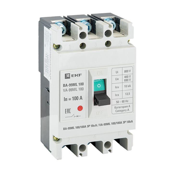 Автоматический выключатель EKF 3п 100/100А 18кА ВА-99МL Basic  mccb99-100-100mi