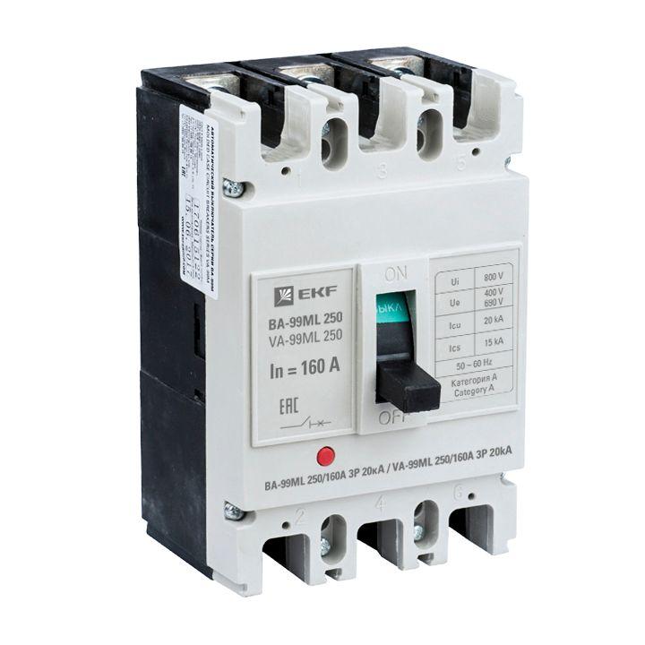 Автоматический выключатель EKF 3п 250/160А 20кА ВА-99МL Basic  mccb99-250-160mi