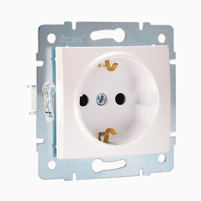 Розетка  Karina с заземлением термопласт жемчуж./белый перламутр. LEZARD 707-3088-124B