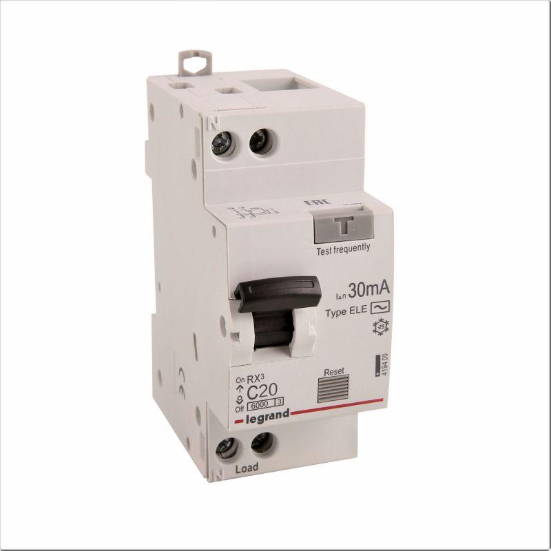 Выключатель автоматический дифференциального тока 2п (1P+N) C 20А 30мА тип AC 6кА RX3 Leg 419400