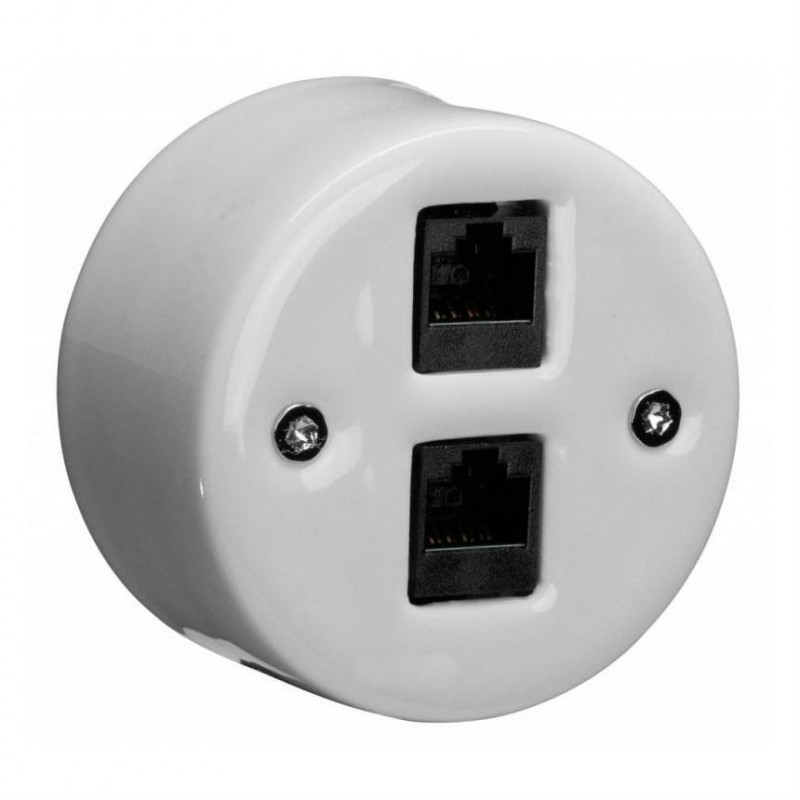Розетка компьютерная 2xRJ45 Fontini DO, открытый монтаж, белый, 33707172