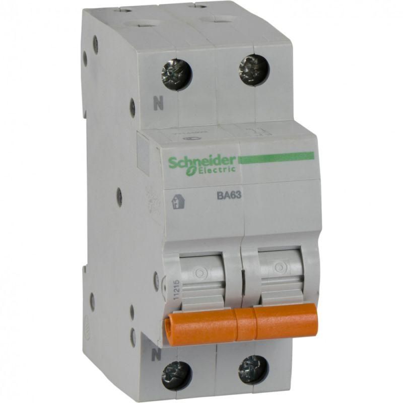 Автоматический выключатель Schneider Electric 2п (1P+N) C 25А 4.5кА BA63   11215