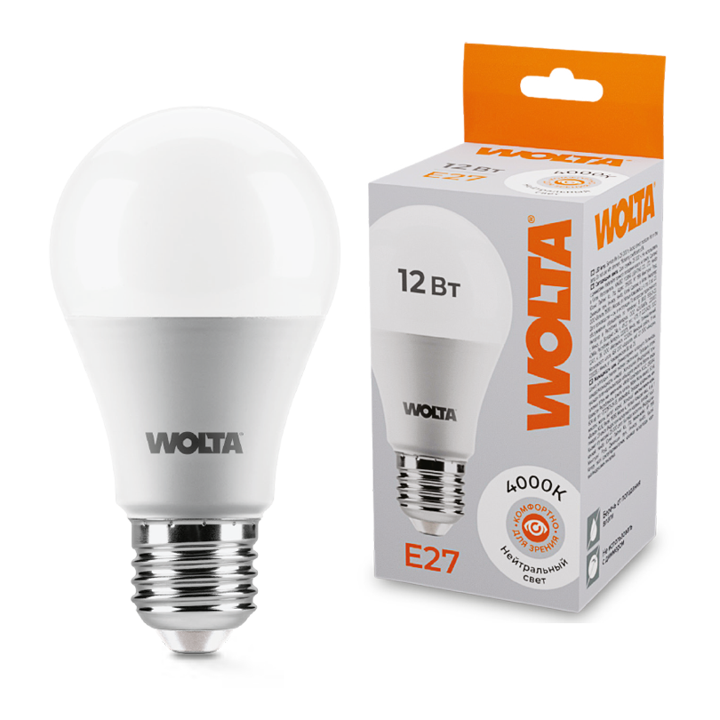 Светодиодная лампа WOLTA 25S60BL12E27 12Вт 4000К E27