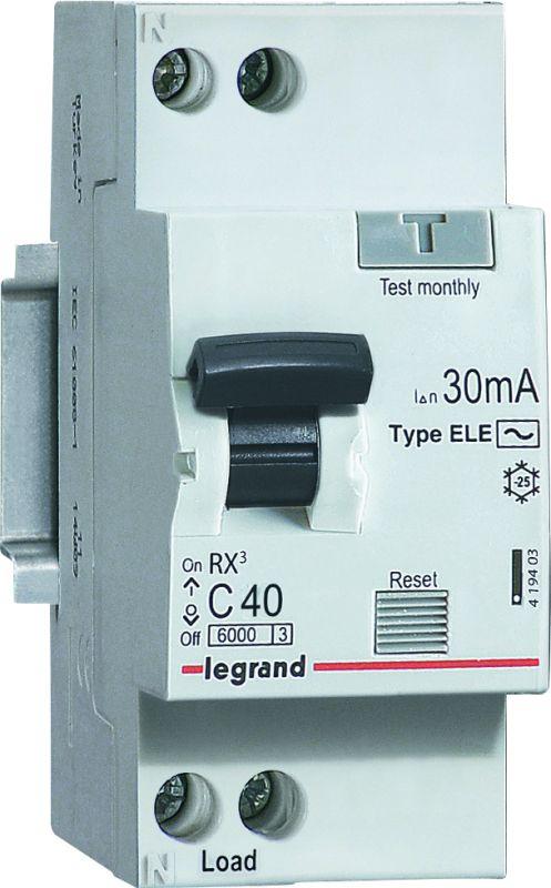 Выключатель автоматический дифференциального тока 2п (1P+N) C 10А 30мА тип AC 6кА RX3 Leg 419397