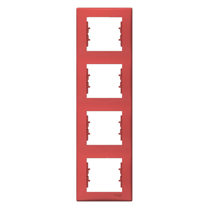 Рамка 4 поста Schneider Electric SEDNA, вертикальная, красный, SDN5802041