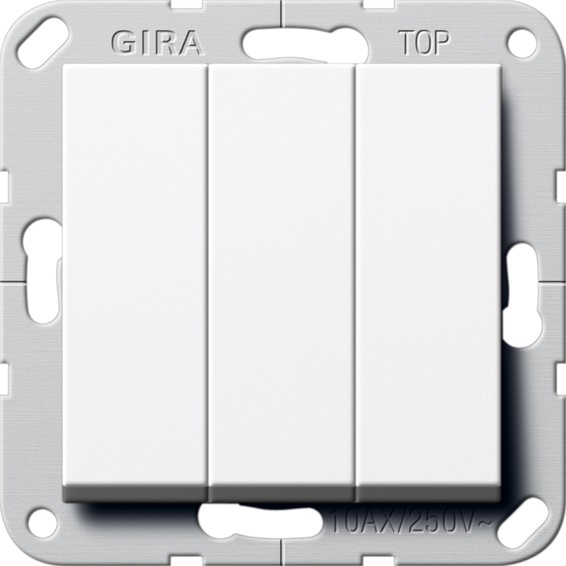Трехклавишный выключатель Gira SYSTEM 55, белый глянцевый, 283203