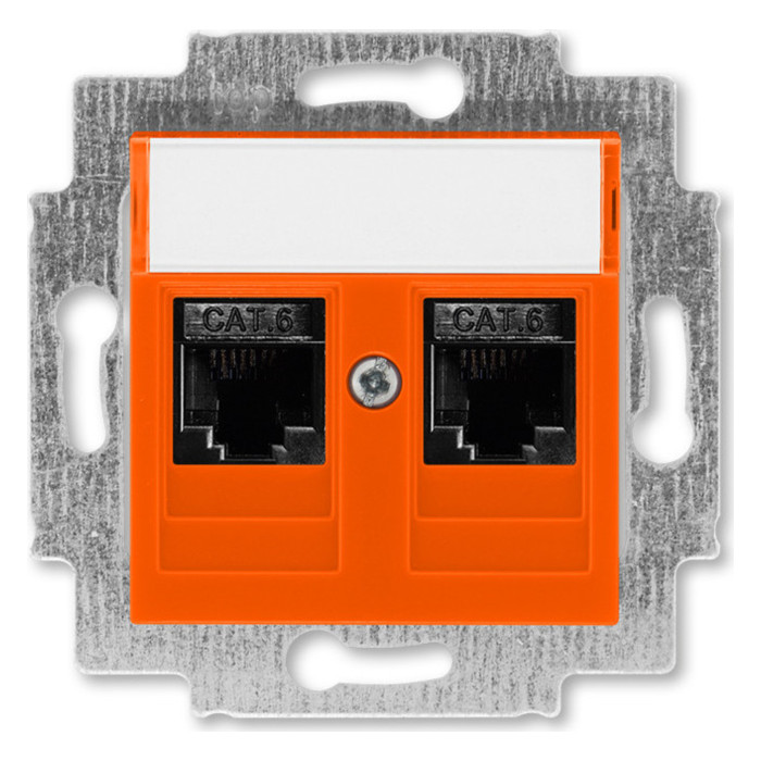 Розетка компьютерная 2xRJ45 ABB LEVIT, , оранжевый, 2CHH296118A6066