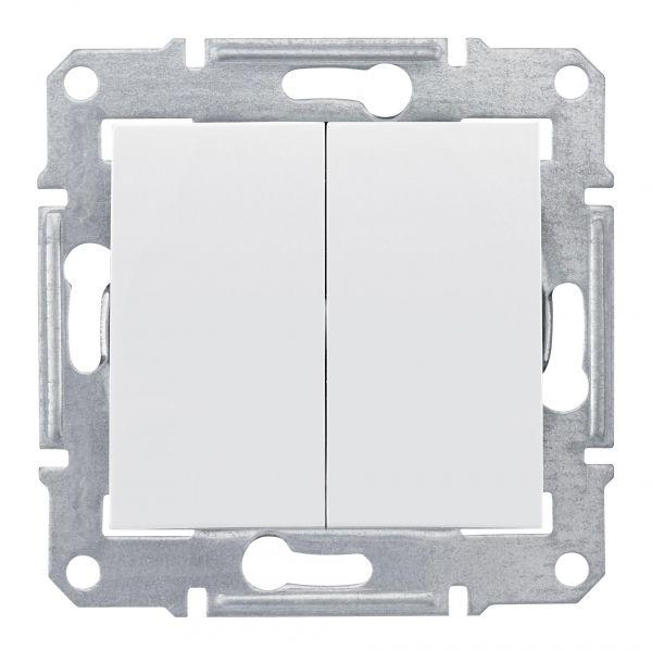 Выключатель двухклавишный Schneider Electric Sedna  IP20 (сх. 5) 250В белый  SDN0300121