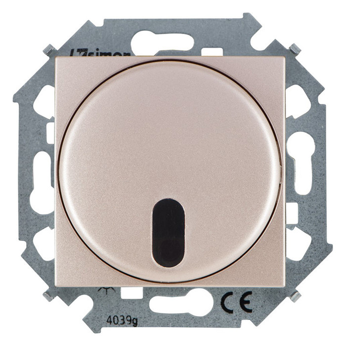 Светорегулятор-переключатель поворотный Simon SIMON 15 с подсветкой, 500 Вт, шампань, 1591713-034