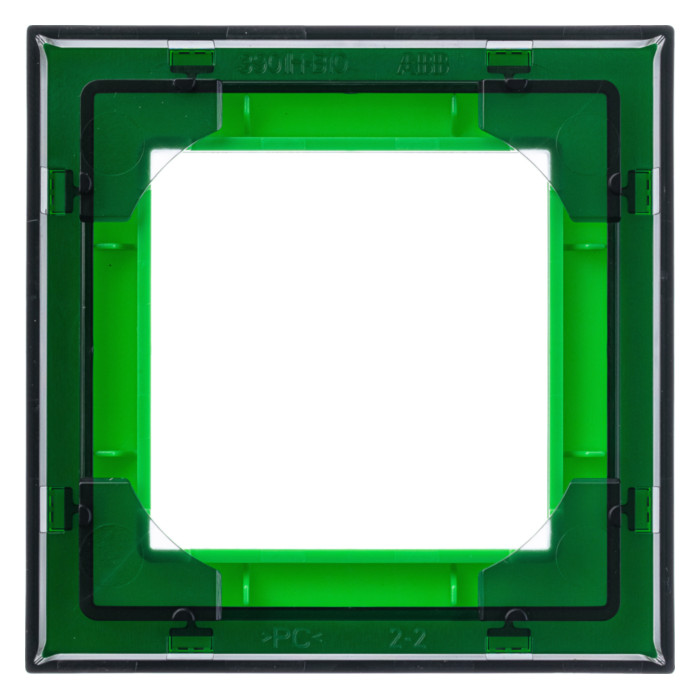 Рамка 1 пост ABB LEVIT, зеленый // дымчатый черный, 2CHH015010A6067