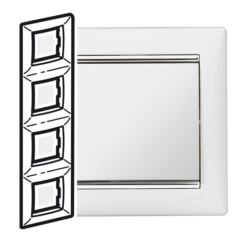 Рамка 4п вер Белый/Серебр VLN