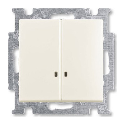 Выключатель двухклавишный ABB BASIC55 с подсветкой, chalet-white, 2CKA001012A2188