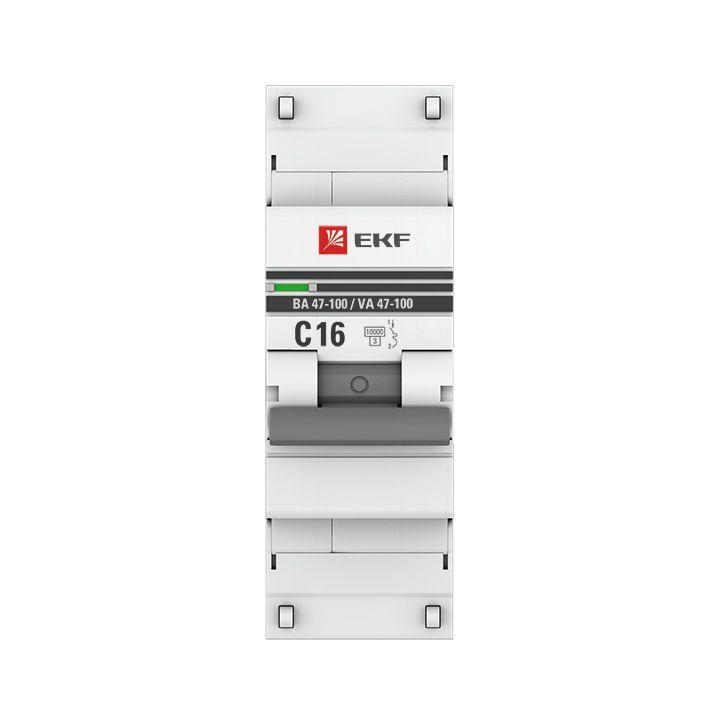 Выключатель автоматический модульный 1п C 16А 10кА ВА 47-100 PROxima EKF mcb47100-1-16C-pro