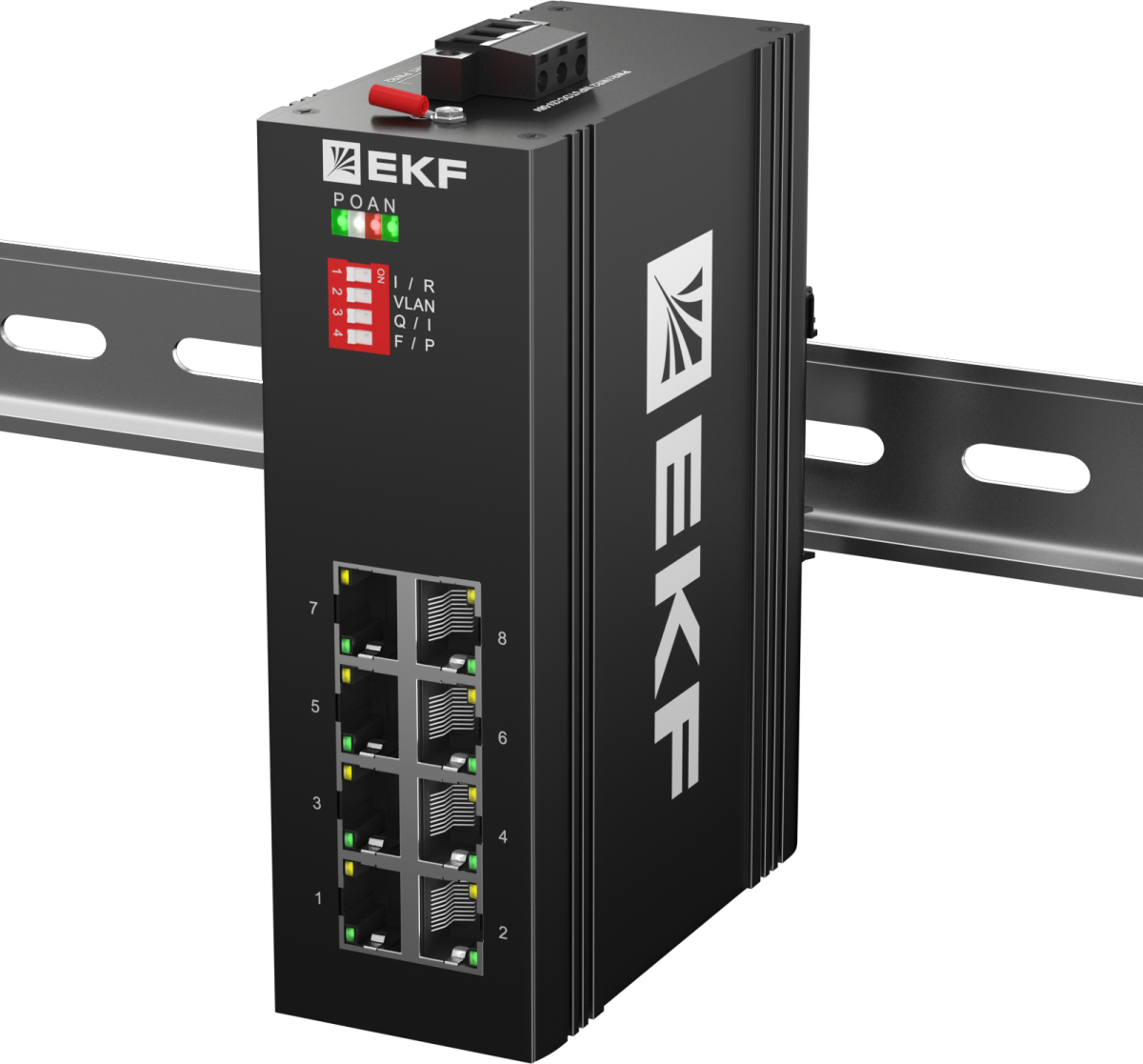 Коммутатор промышленный неуправляемый U-8GTP, 8 портов 10/100/1000Base-T(X) RJ45 c PoE, монтаж на динрейку TSX EKF