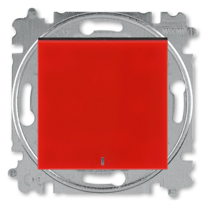 Выключатель одноклавишный ABB LEVIT с подсветкой, красный // дымчатый черный, 2CHH590146A6065